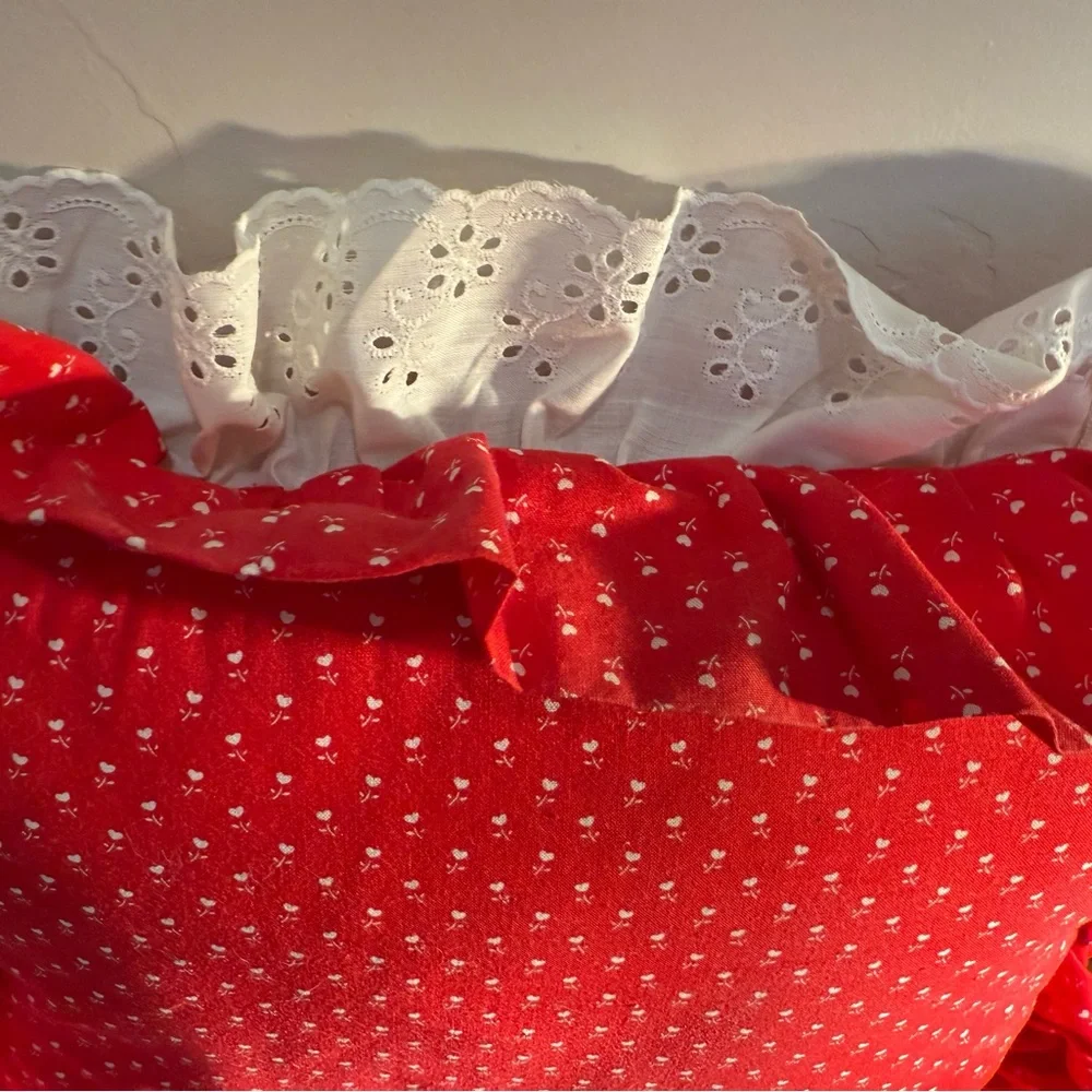 Strawberry Embroidered Pillow cottage core, grannycore  handmade raffled‎